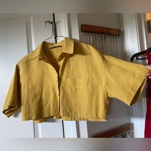 Yellow zara crop shirt